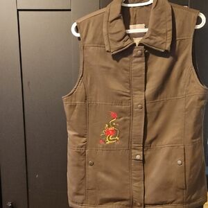 Brown Embroidered Women's Vest